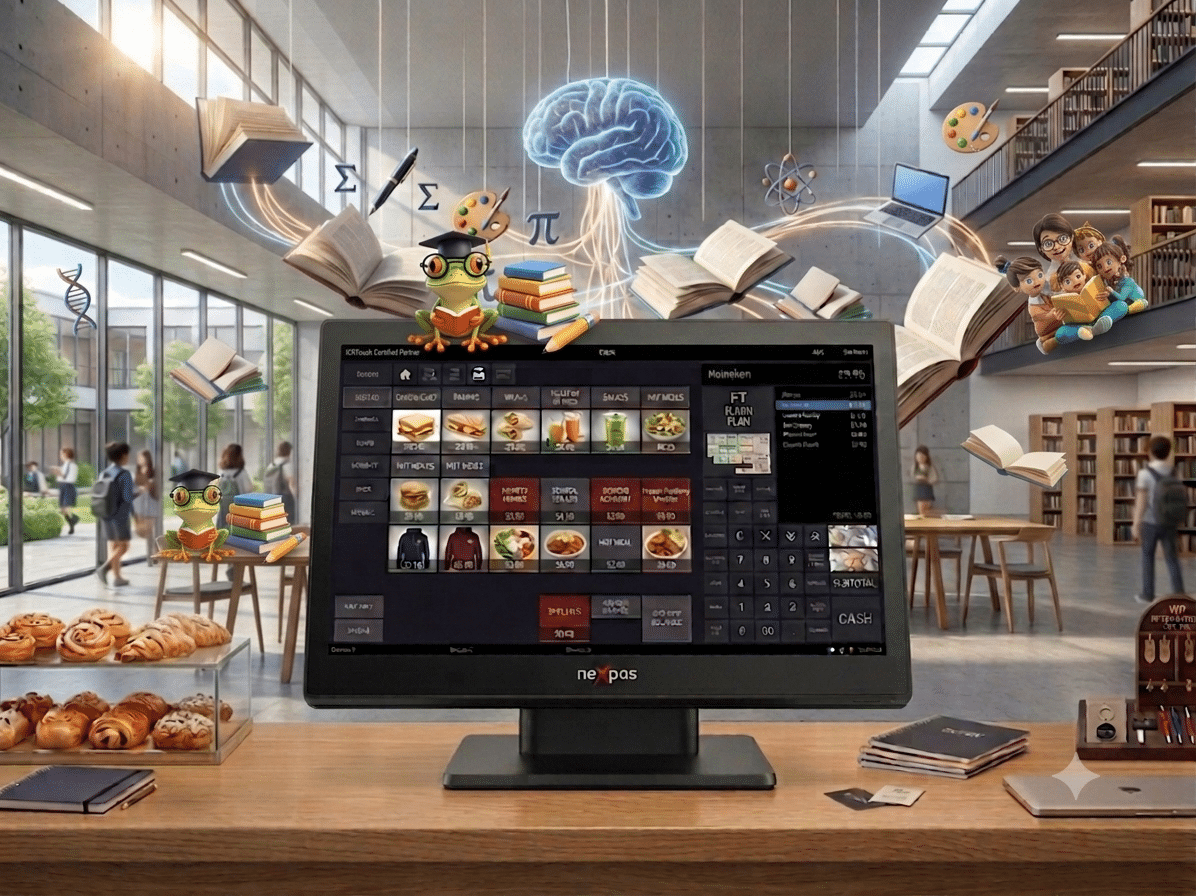 ICRTouch SelfService kiosk — school and university self-service EPoS for education catering across South Wales and Bristol
